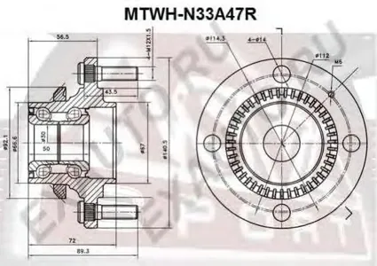 ASVA MTWHN33A47R Ступица задняя с кольцом абс