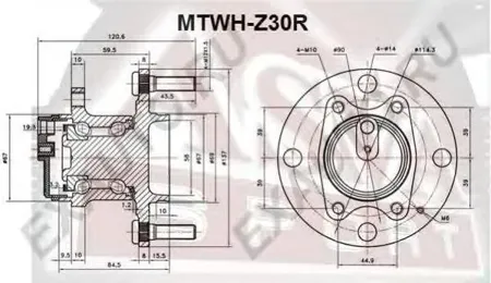 ASVA MTWHZ30R Ступица задняя с датчиком ABS