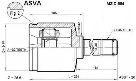 ASVA MZID554 ШРУС внутренний | перед лев |