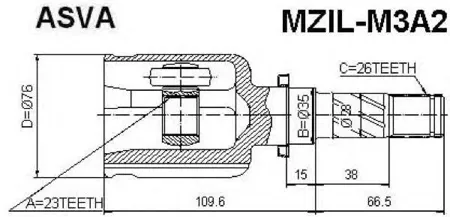 ASVA MZILM3A2 ВЫВЕДЕНО ИЗ АССОРТИМЕНТА ШРУС MAZDA 3 03- внутр. лев. 23x35x26