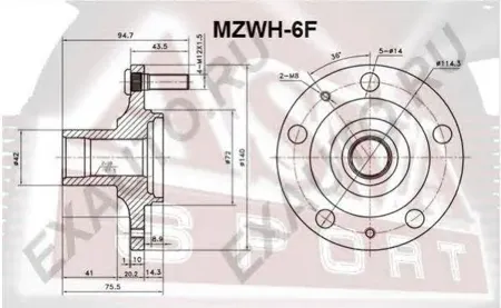 ASVA MZWH6F Ступица MAZDA 6 -07 передн.