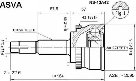 ASVA NS13A42 ШРУС наружный 22x55x25