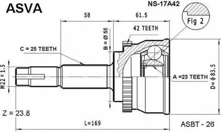ASVA NS17A42 ШРУС наружний