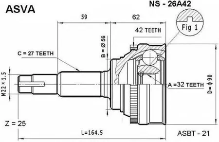 ASVA NS26A42 ШРУС наружный 32x56x27