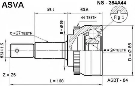 ASVA NS364A44 ШРУС наружный 24x56x27