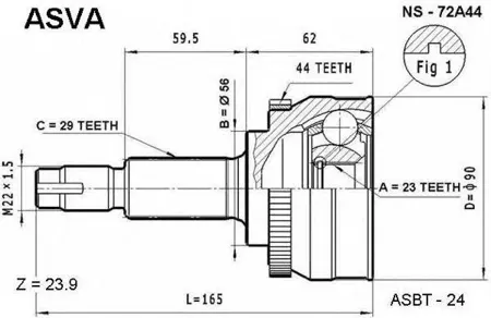 ASVA NS72A44 ШРУС наружный 23x56x29