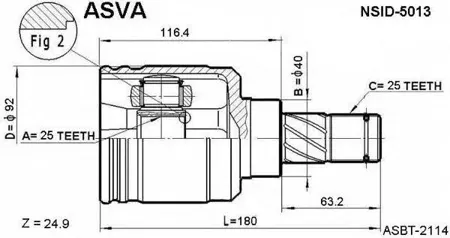 ASVA NSID5013 ШРУС внутренний | перед лев |