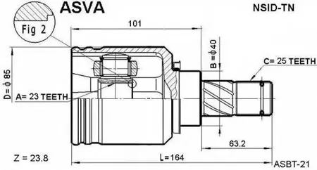 ASVA NSIDTN ШРУС внутренний левый 23x40x25