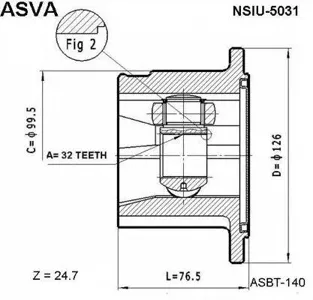 ASVA NSIU5031 ШРУС внутренний 32x126