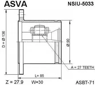 ASVA NSIU5033 ШРУС внутренний 27x136