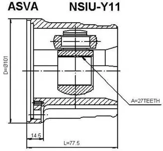 ASVA NSIUY11 ШРУС NISSAN AD/WAGON внутр.