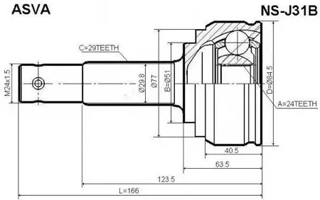ASVA NSJ31B ШРУС наружный 24x56x29