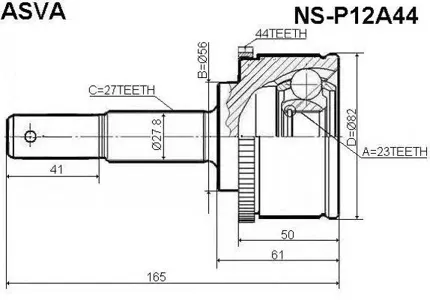ASVA NSP12A44 ШРУС наружный 23x56x27