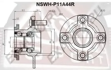ASVA NSWHP11A44R Ступица задняя с кольцом абс