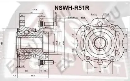 ASVA NSWHR51R Подшипник задн.ступ.[ступица]