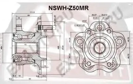 ASVA NSWHZ50MR Ступица NISSAN/INFINITI MURANO -7 с магнитным кольцом