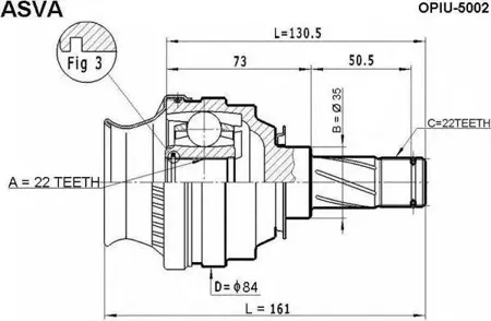 ASVA OPIU5002 ШРУС OPEL ASTRA F/VECTRA внутр. 22х35х22