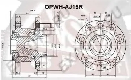 ASVA OPWHAJ15R Ступица OPEL/CHEVROLET ASTRA J/CRUZE -15 задн.
