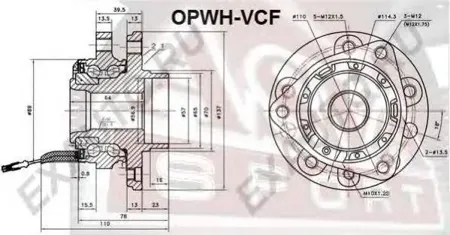 ASVA OPWHVCF Ступица передняя с датчиком абс OPEL VECTRA C 2002-2008/SAAB 9-3