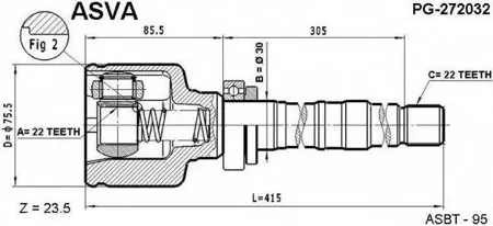 ASVA PG272032 ШРУС внутренний правый 22x42.5x22