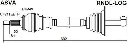 ASVA RNDLLOG Привод в сборе L (без ABS 677mm