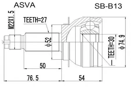 ASVA SBB13 ШРУС SUBARU наружн. 30x52x27