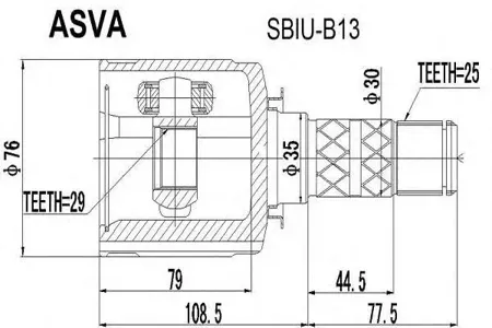 ASVA SBIUB13 ШРУС SUBARU внутр. 29x35x25