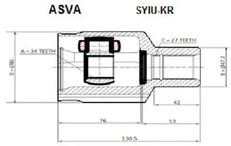 ASVA SYIUKR ШРУС ВНУТРЕННИЙ 34Х47Х27