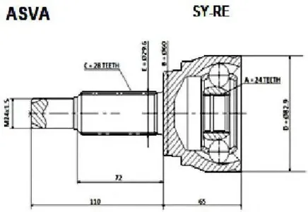 ASVA SYRE ШРУС наружный 28x60x24
