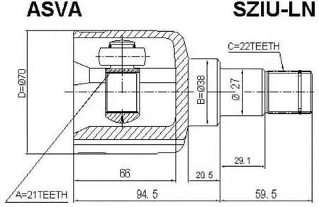 ASVA SZIULN ШРУС SUZUKI LIANA -08 внутр.