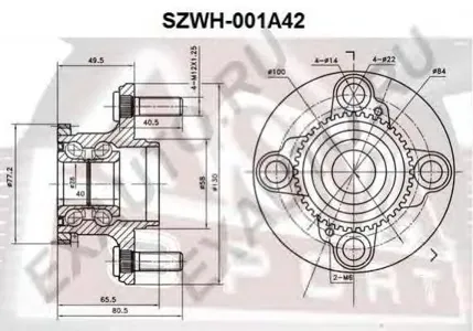 ASVA SZWH001A42 Ступица задняя с кольцом абс