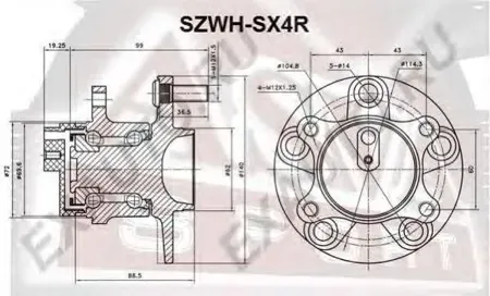 ASVA SZWHSX4R Ступица задняя с датчиком абс SUZUKI SX4 RW415 2006<