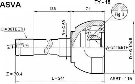 ASVA TY15 ШРУС наружный 24x59x30