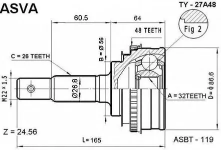 ASVA TY27A48 ШРУС наружный 32x56x26