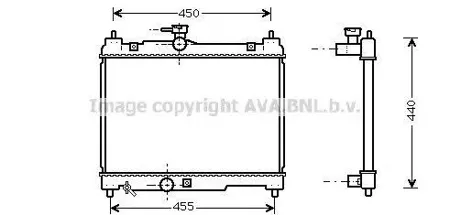 AVA TOA2251 радиатор системы охлаждения МКПП Toyota Yaris 1.0i 99-05/1.3i 01-05