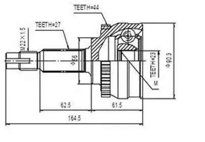 AYWIPARTS AW1510023A ШРУС НАРУЖНЫЙ NISSAN PRIMERA(P11) 2,0 96-01 С АБС (AYWIPARTS) AW1510023A