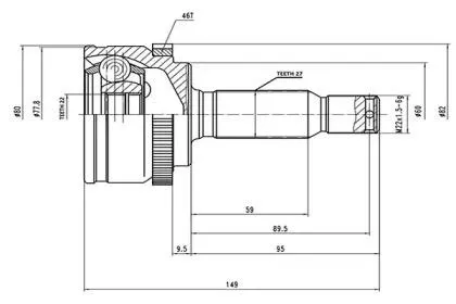 AYWIPARTS AW1510044A ШРУС НАРУЖНЫЙ I30 1,4-1,6,CEED 1,4-1,6 С АБС (AYWIPARTS) AW1510044A