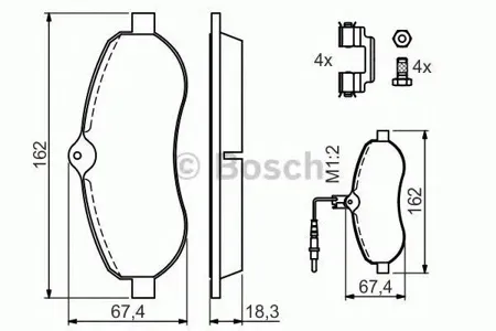 BOSCH 0986494163 0 986 494 163 колодки дисковые передние Citroen Jumpy, Fiat Scudo, Peugeot Expert 1.6/2.0 06>