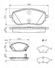 BOSCH 0986494676 0 986 494 676 колодки диск. перед.  с антискрип. пластинами Toyota Corolla, Auris 1.3-1.8/1.4D 12>